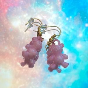 ❤️2/$10 pink iridescent teddy bear earrings!